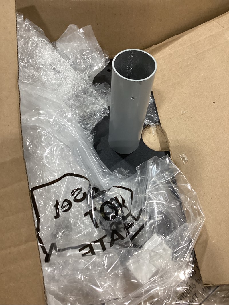 Condition photo showing As Is for zonon pipe and drape base plate 14 x 16 inches backdrop stand flat brace bracket with a fixing pin for backdrops trade shows events booths and bracket(1,2'' diameter fixing pin)