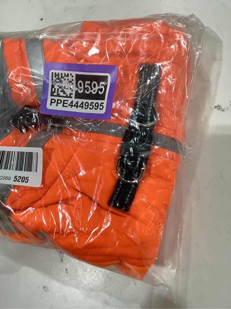 Condition photo showing New/Like New for Lelepet Dog Coat Warm Dog Winter Coat Waterproof Dogs Jacket with Harness Built in Reflective Pet Fleece Vest Zip-Up Cold Weather Coats for Medium Dogs Turtleneck & Windproof Coats Blaze Orange M