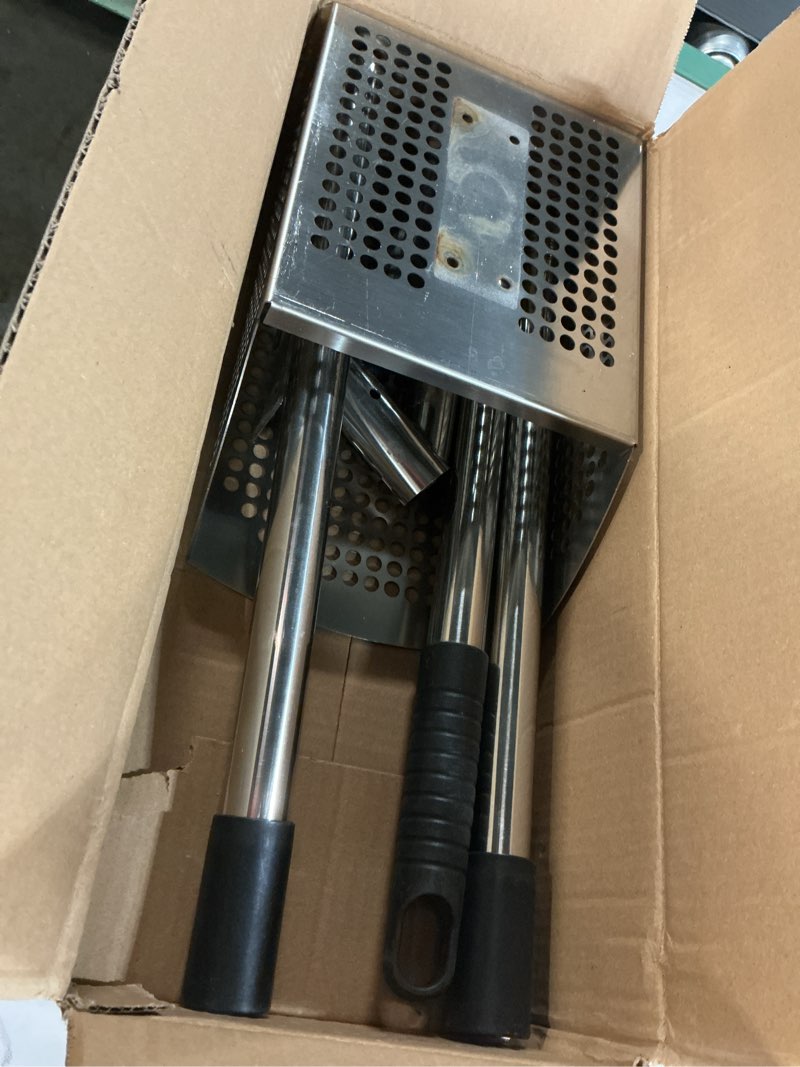 Condition photo showing As Is for sand scoop for metal detecting - metal detector sand flea rake for beach with anti slip handle heavy duty stainless steel sand sifter shovel with long handle ideal for underwater treasure hunting