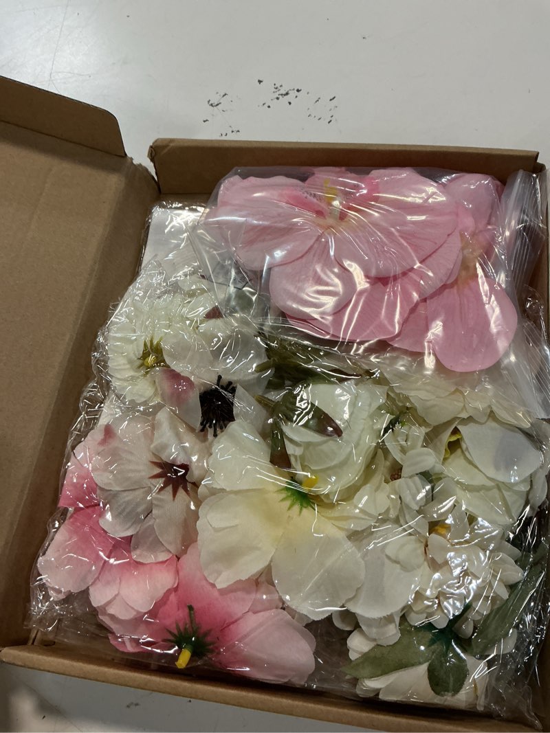 Condition photo showing New/Like New for yinder 36 pcs diy leis set flower stole with tassel acrylic card letter sticker necklace for wedding craft gift birthday party(pink)