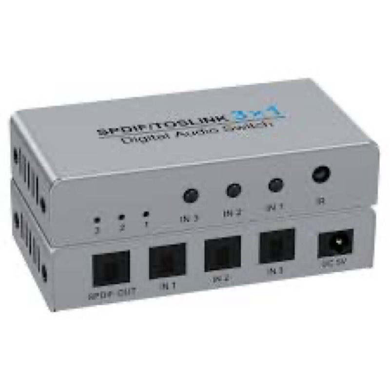 HDSUNWSTD 3 Port Digital Toslink Optical Fiber Audio Switch Splitter 3X1 (3 in 1 Out),3 Port Spdif T