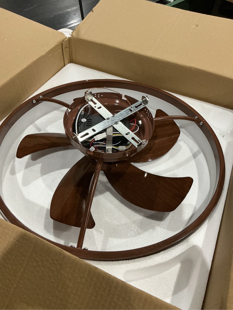 Condition photo showing Good Condition for volisun 13 inch small ceiling fans with lights and remote, low profile ceiling fans with light, 3000k-6500k dimmable led ceiling light flush mount, bladeless fandelier ceiling fan (white) white 13 inch