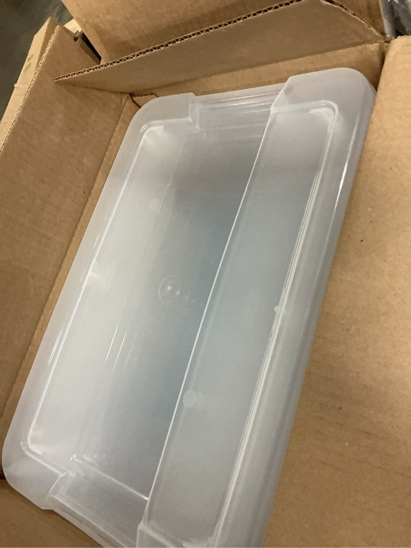 Condition photo showing Good Condition for Sterilite 6-Pack 27 Quart ClearView Latch Box, Stackable Organizer Bins with Latching Lids - Clear Plastic Organization Containers for Closet, Bedroom, Shelving Units and Everyday Home Storage 27 Quart 6 Pack