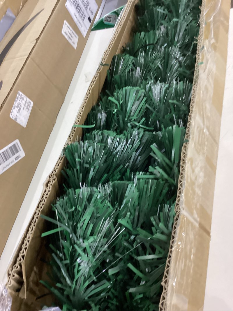 Condition photo showing As Is for Prsildan 3 FT Artificial Christmas Tree, Pre-Lit Optical Fiber Xmas Trees with Multicolor LED Lights, Snowflakes & Top Star, Lighted Christmas Tree Holiday Home Decor 3ft