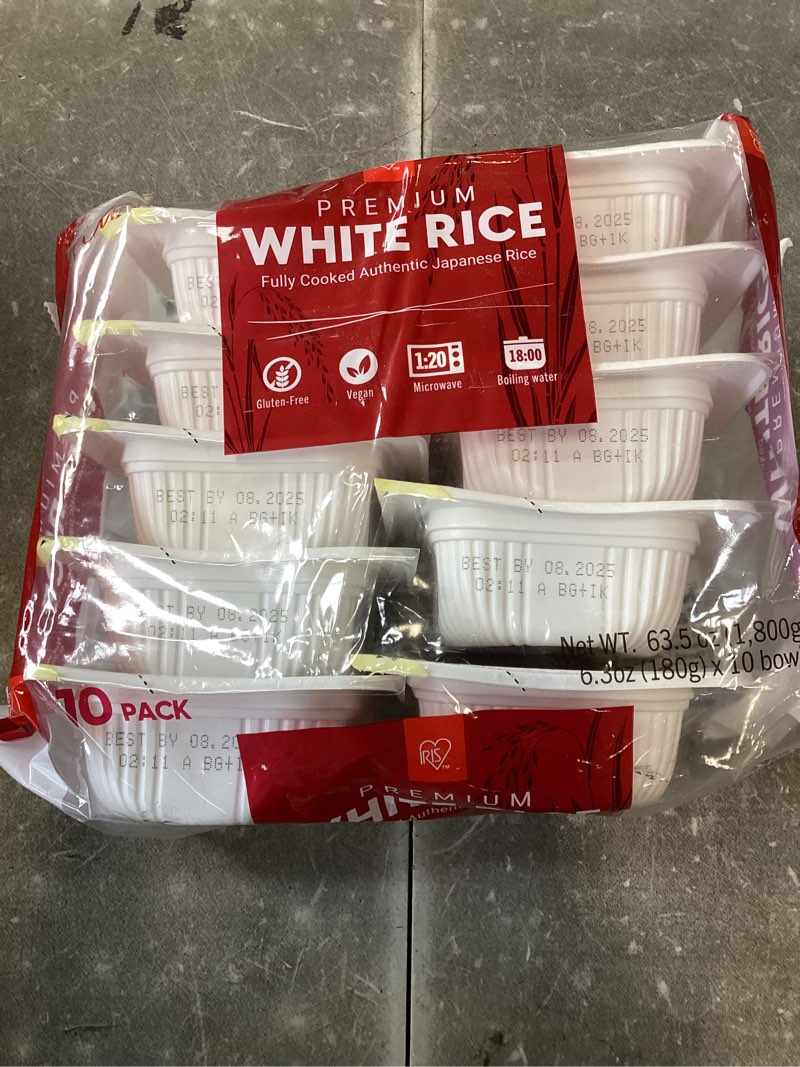 IRIS Instant White Sushi Rice (10 Pack), Premium Japanese Short Grain Sticky Rice, Microwave for 80 seconds (1.2 Minutes), Gluten Free Vegan, Grown Polished and Packed in Japan Microwavable - 10-Pack(( Best By/08/2025))