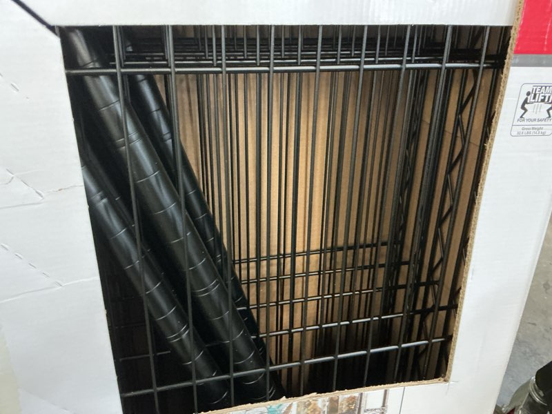 Condition photo showing As Is for hyper tough 5-tier wire storage shelves, 36" w x 16" d x 72" h, 1750 lb load capacity, black