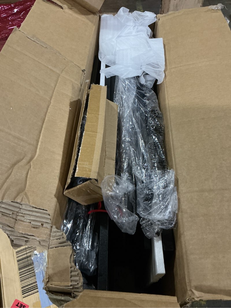 Condition photo showing As Is for Einhomn Sideboard Buffet Cabinet with Fluted Glass Doors and Adjustable Shelf, Wood Modern Accent Cabinet with Storage for Kitchen, Entryway, Living Room, Black Black Set of 1