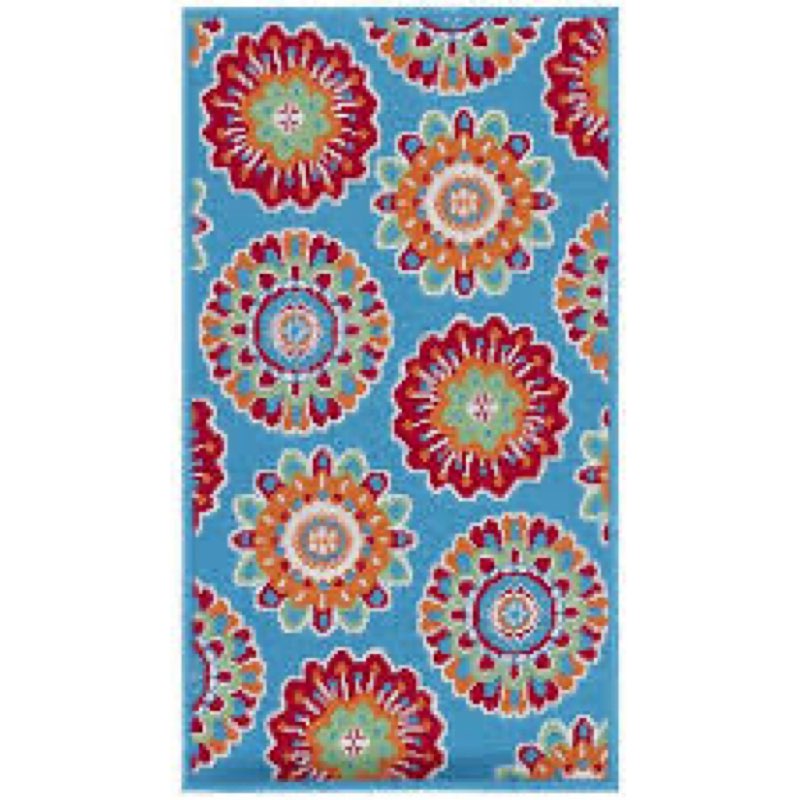 (6 ftx6 in x8ft 10 in, )Sonoma Goods For Life® Floral Medallion Indoor / Outdoor Area or Throw Rug, blue