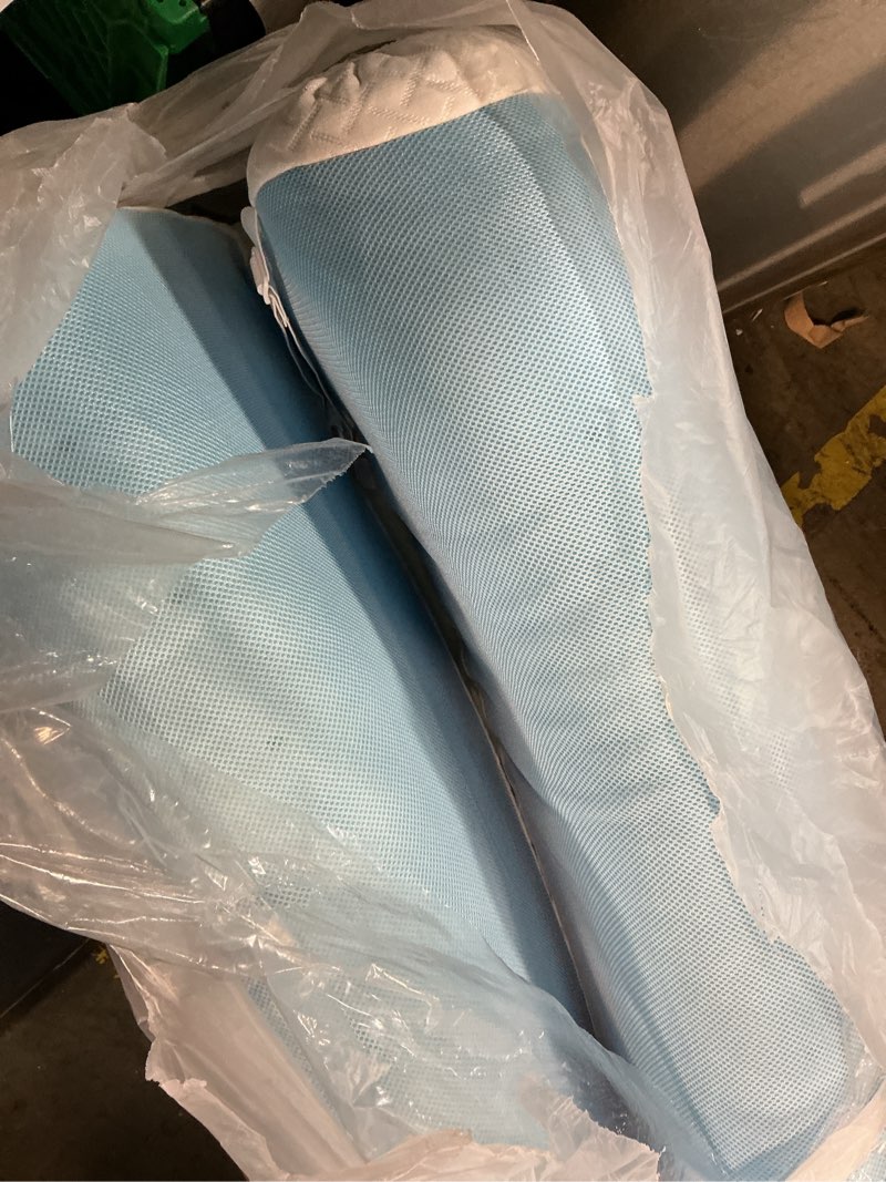 Condition photo showing As Is for olanly dual-layer 4 inch queen size memory foam mattress topper for back pain, 2 inch cooling pillow top mattress pad cover and 2 inch gel memory foam topper, deep elastic pocket, white white queen
