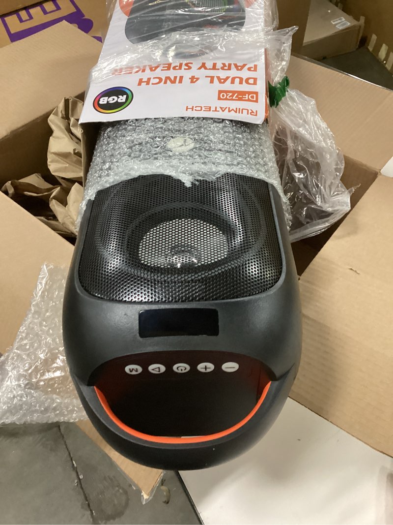 Condition photo showing Good Condition for Portable Bluetooth Speaker 120dB Loud Sound, Wireless Big Party Speakers with RGB LED Lights, Dual 4" Speakers, FM Radio, USB, TF Card, AUX, Mic Input, TWS Pairing for Outdoor & Camping, Rechargeable