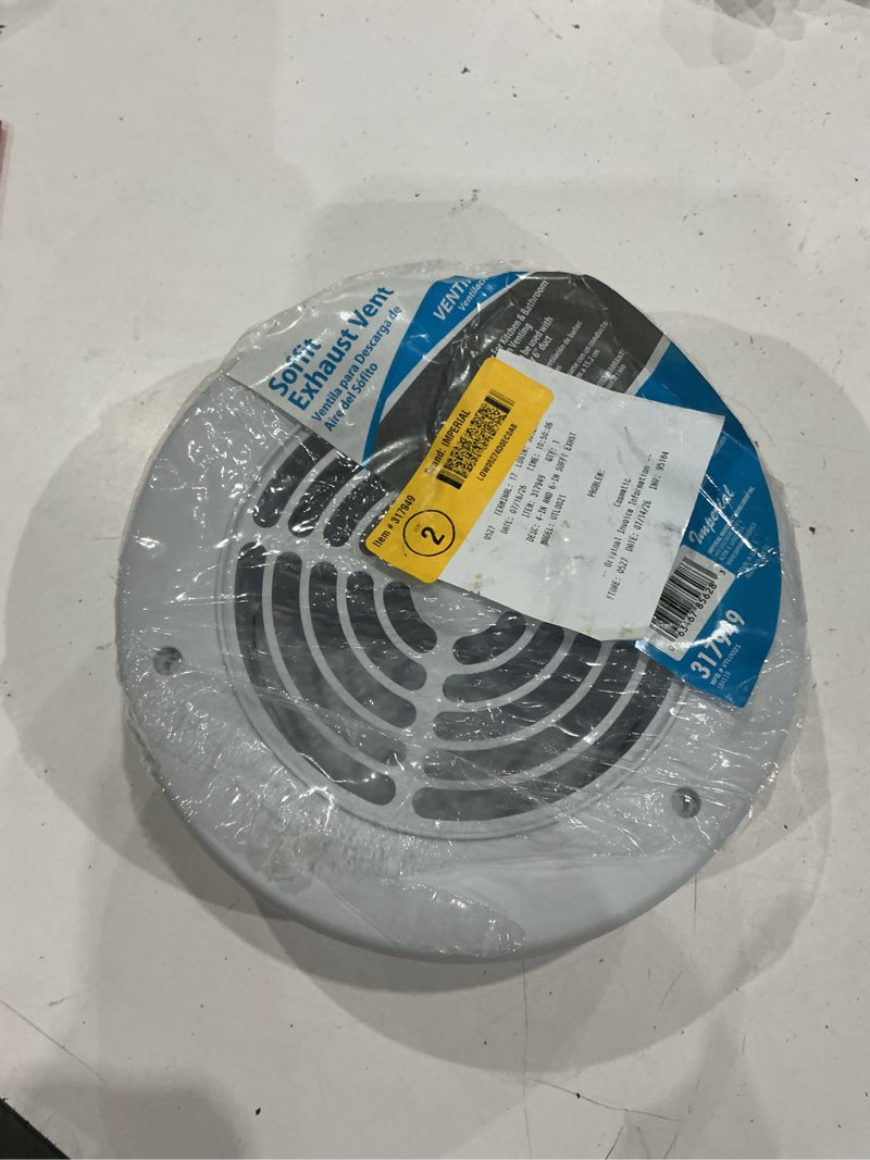 Condition photo showing As Is for imperial 8.5-in x 8.5-in white plastic soffit vent