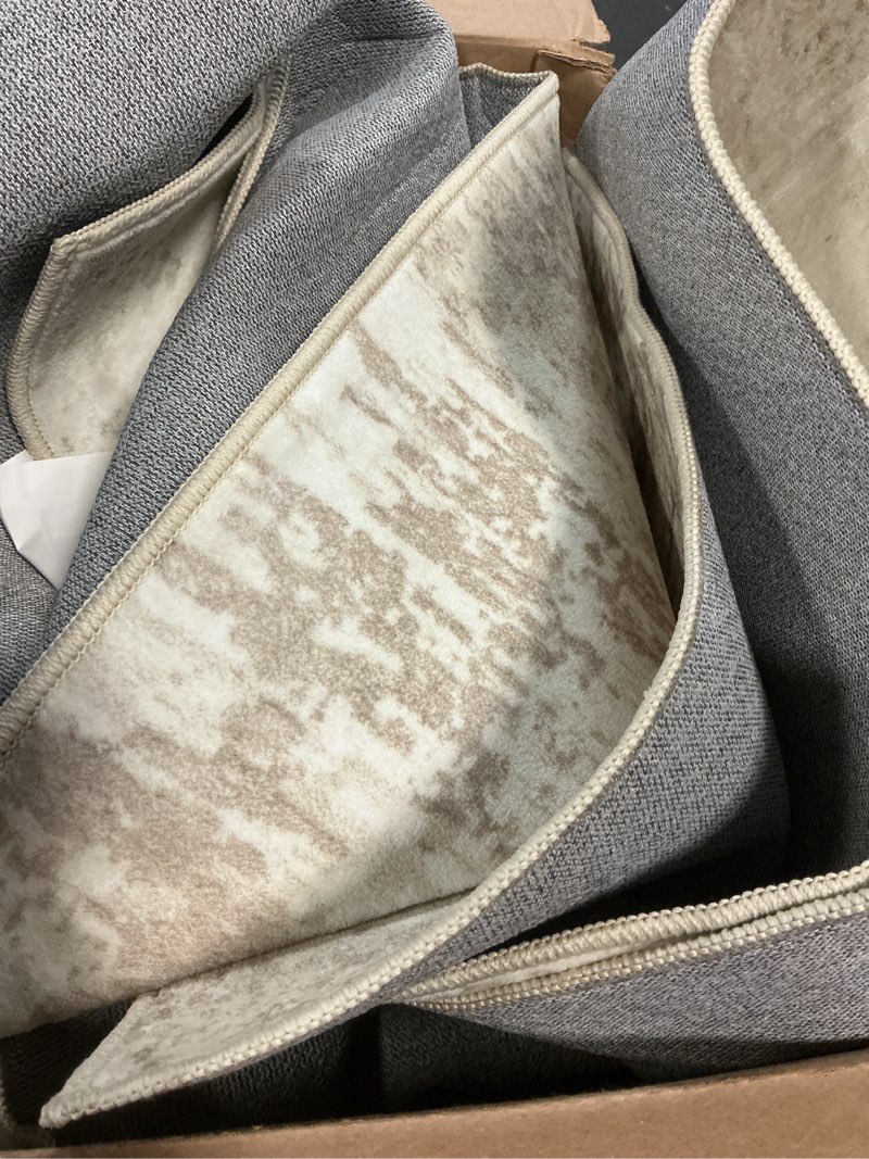 Condition photo showing Good Condition for Washable Rug 6x9 Area Rugs for Living Room: Neutral Soft Rug Abstract Non Slip Low Pile Modern Carpet for Bedroom Kitchen Nursery Office Dining Room Indoor (Beige, 6'x9') Beige 6' x 9' (Rectangular)
