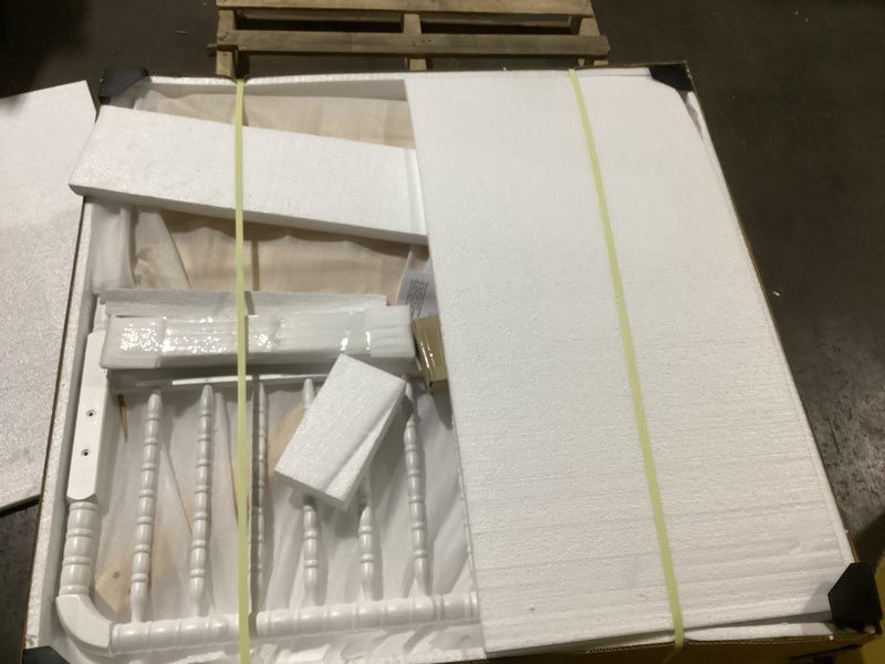 Condition photo showing New/Like New for davinci jenny lind twin-bed with wood spindle posts in white-mattress support slats included