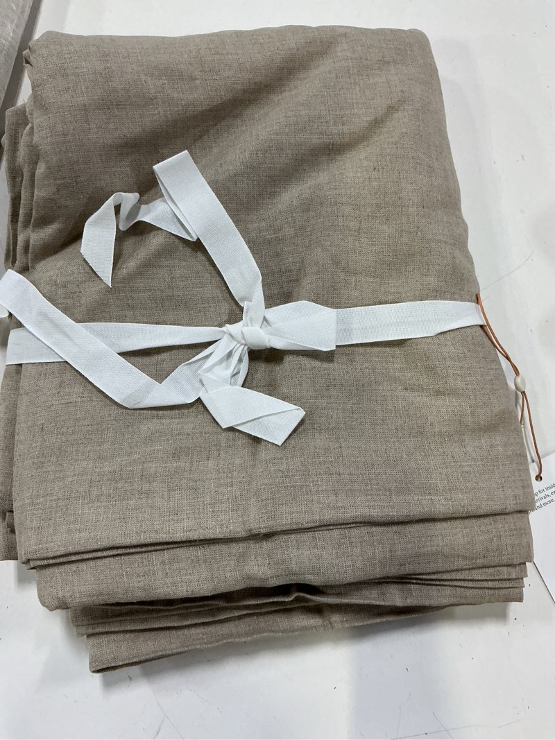 Condition photo showing Good Condition for quince european linen curtain - single panel, 48x120, dark flax