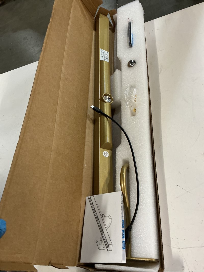 Condition photo showing Good Condition for 24 inch picture light for wall - battery operated wireless wall sconce with remote & timer for artwork, portrait, photo & frame (antque gold) antique gold 24in-1pack