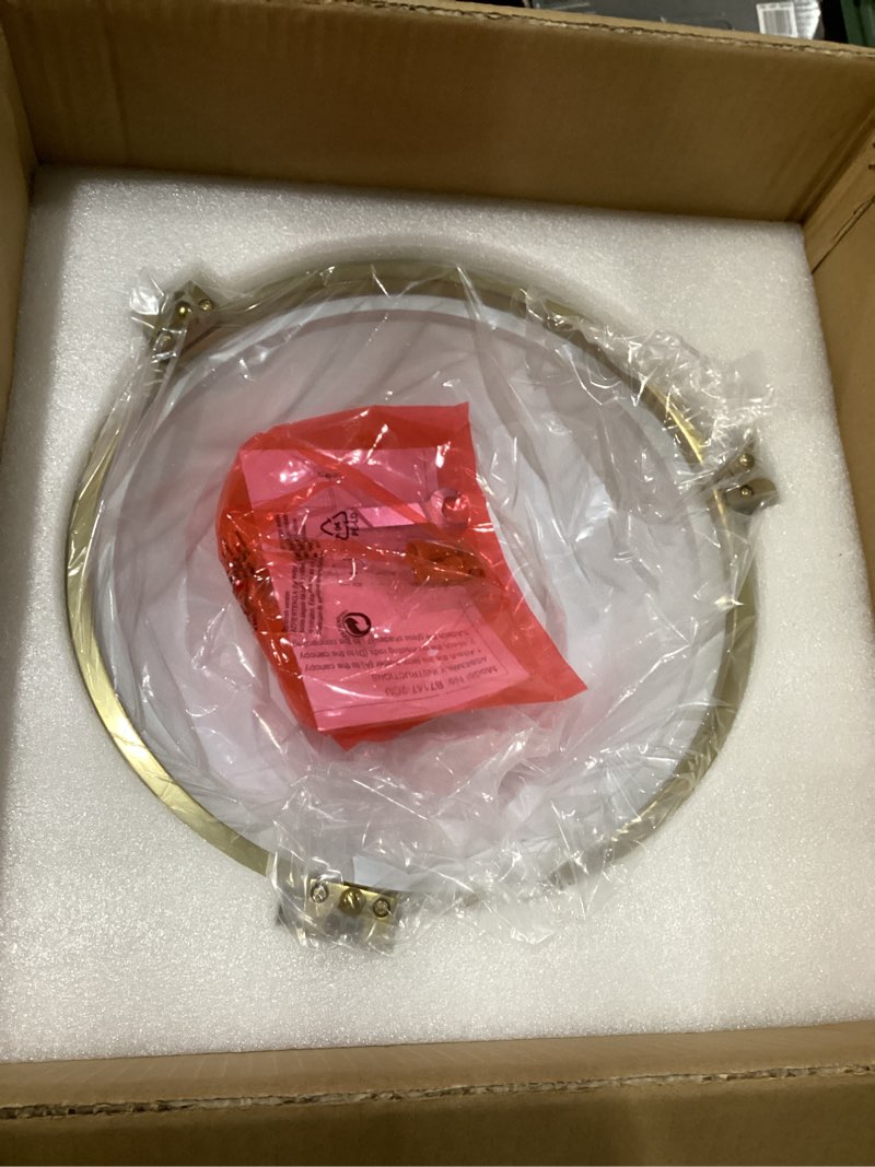 Condition photo showing New/Like New for 12-Inch Brass Semi Flush Mount Ceiling Light Milk Glass Light Fixture Mid Century 2-Light Gold Glass Ceiling Light for Hallway Bedroom Foyer Semi-Flush Mount Gold