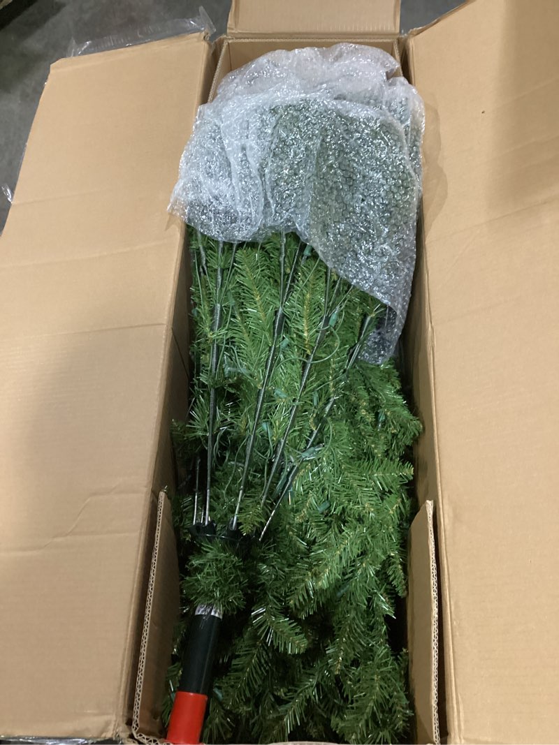 Condition photo showing Good Condition for National Tree Company Pre-lit 'Feel Real' Artificial Full Downswept Christmas Tree, Green, Douglas Fir, White Lights, Includes Stand, 7 feet