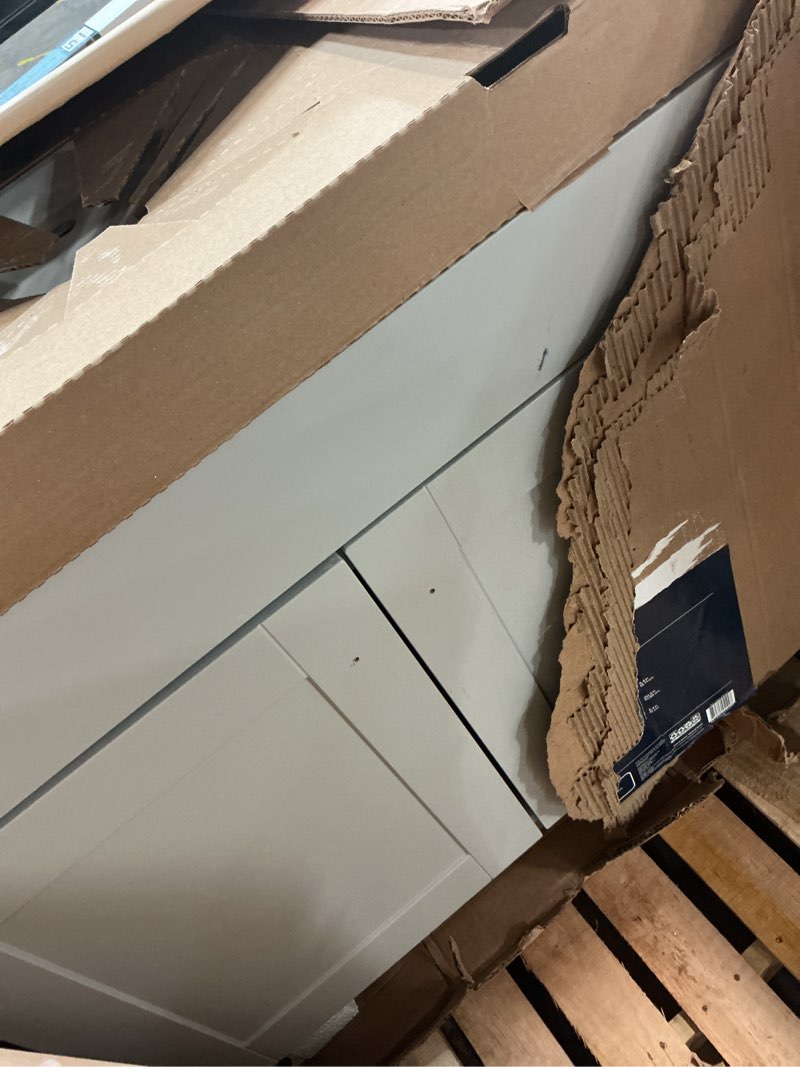 Condition photo showing As Is for project source 36-in gray single sink bathroom vanity with white cultured marble top
