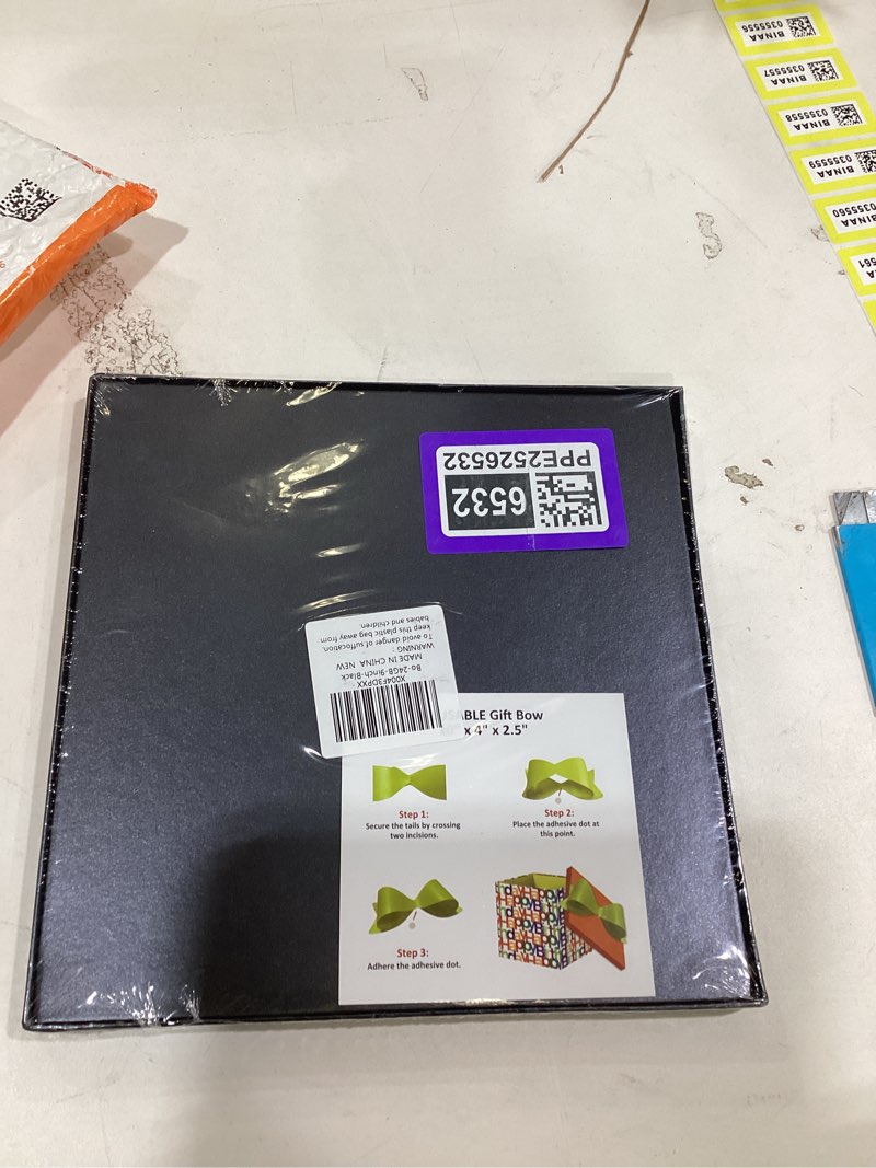 Condition photo showing New/Like New for BIOBROWN Medium Gift Boxes with Lids for Presents, 9x9x9 Inches Black Collapsible Gift Box for Birthday, Wedding, Baby Shower, Party, Any Occasion