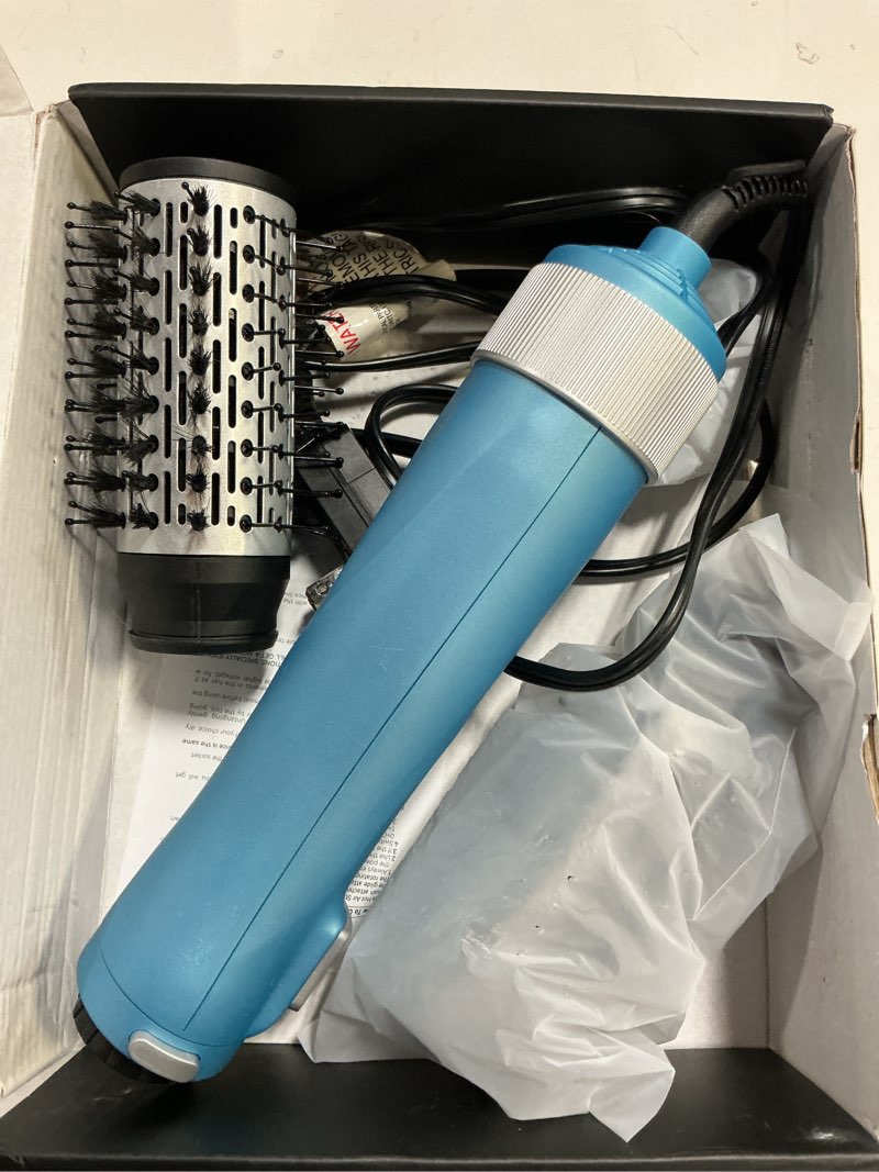 Condition photo showing As Is for rotating barrel hair dryer brush blue