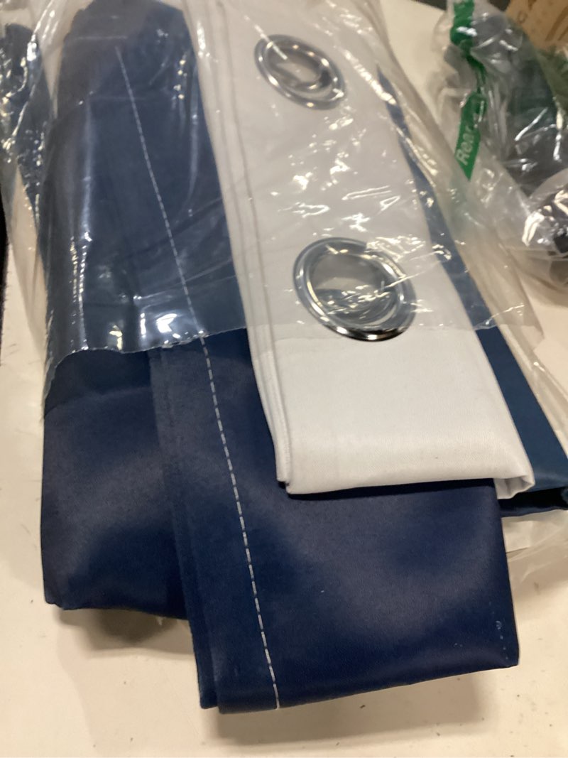 Condition photo showing Good Condition for estelar textiler navy blue and greyish white ombre blackout curtains 90 inch length for living room, full room darkening grommet gradient thermal insulated drapes for bedroom,52x90 inches (2 panels) navy blue and greyish white 52"w x 90"l (pack of 2)
