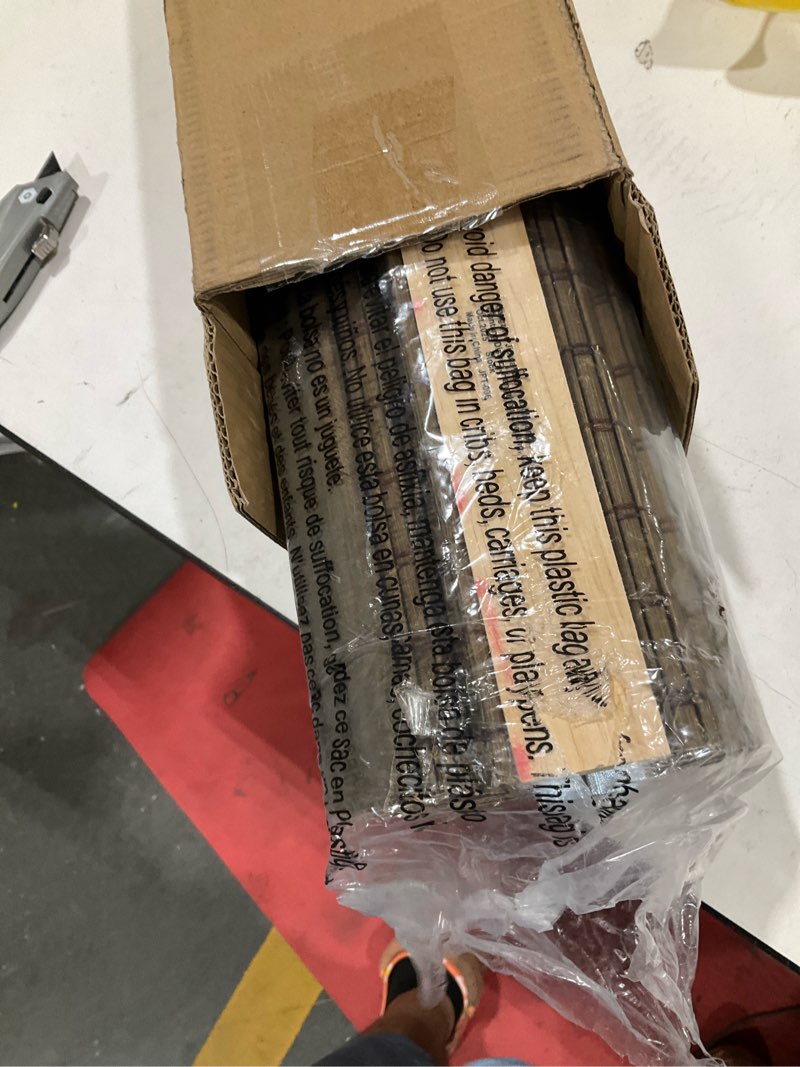 Condition photo showing Good Condition for lazblinds no tools no drill cordless bamboo roman shades, privacy window treatment, roll up bamboo blinds for windows 34'' w x 64'' h, driftwood privacy-driftwood 34" w × 64" h