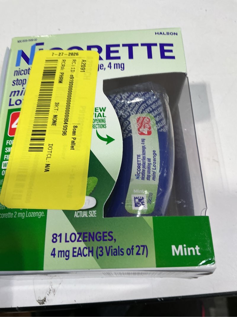 Condition photo showing New/Like New for nicorette mini nicotine lozenges to stop smoking, mint flavor, 4 mg - 81 count