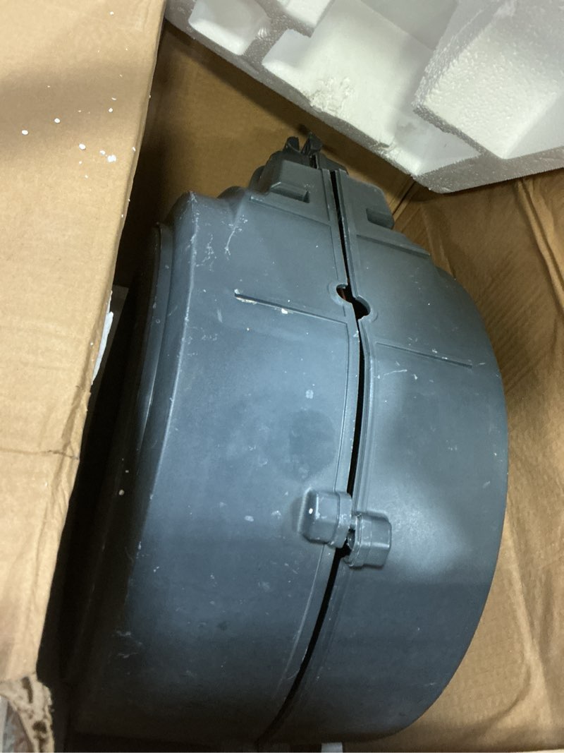 Condition photo showing As Is for giraffe tools retractable garden hose reel 1/2 inch x 100 ft, super heavy duty, any length lock, slow return system, wall mounted and 180 deg swivel metal bracket 1/2 100ft dark grey