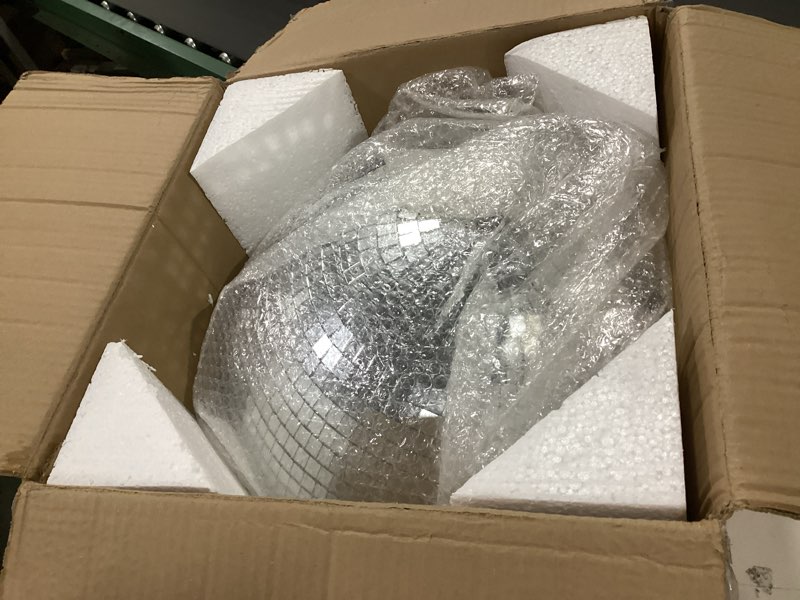 Condition photo showing Good Condition for 16 inch disco ball decor mirror ball hanging for party decration dj club stage bar wedding, silver