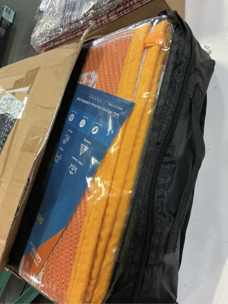 Condition photo showing New/Like New for garvee outdoor rug 5x8, waterproof reversible foldable plastic straw rug, botanical cottagecore outdoor rugs patio camping rv carpet for deck camper porch balcony backyard picnic beach orange orange 5 x 8 ft