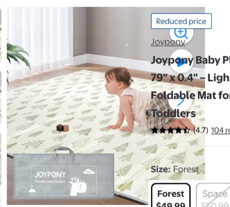 joypony joypony baby play mat 71\" x 79\" x 0.4\" – lightweight foldable mat for infants and