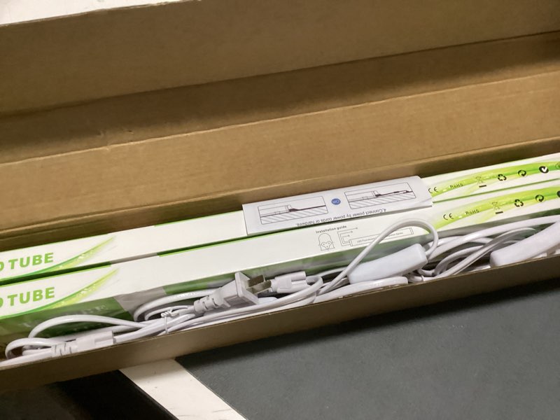 Condition photo showing Good Condition for lightingwill 4 pack led shop light 2ft, warm white 3000-3500k, 10w, linkable t5 integrated fixture, utility led ceiling and under cabinet light, corded electric with built-in on/off switch warm white 2ft-4pack