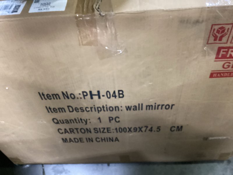 Condition photo showing New/Like New for black metal framed bathroom mirror with shelf 30.7x25.2 inch farmhouse wall mounted vanity mirror modern rectangle matte mirror for bathroom wall anti-rust