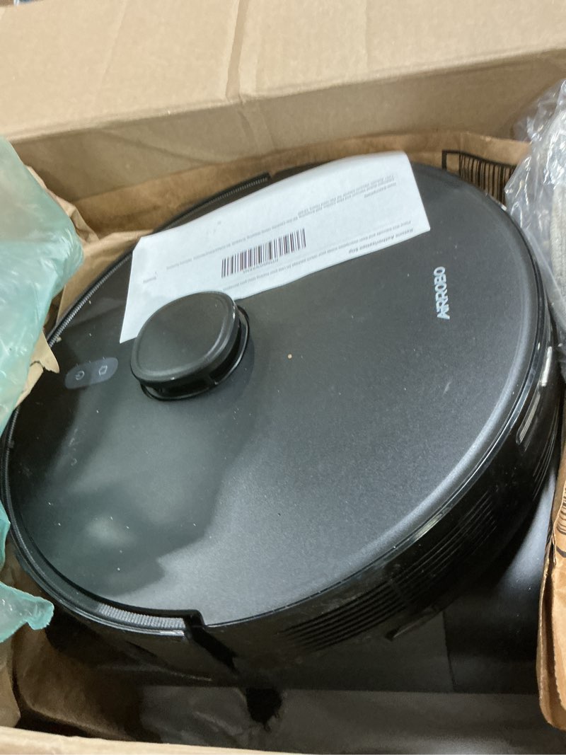 Condition photo showing As Is for AIRROBO Robot Vacuum and Mop Combo, Self-Emptying, 60-Day Capacity, Home Mapping, Schedule, Wi-Fi/App/Alexa/Remote, 180mins Runtime, T20+ Robotic Vacuum Cleaner for Pet, Hard Floors, Carpet Vacuum size: L13.8 x W 13.8 x H3.7 Black