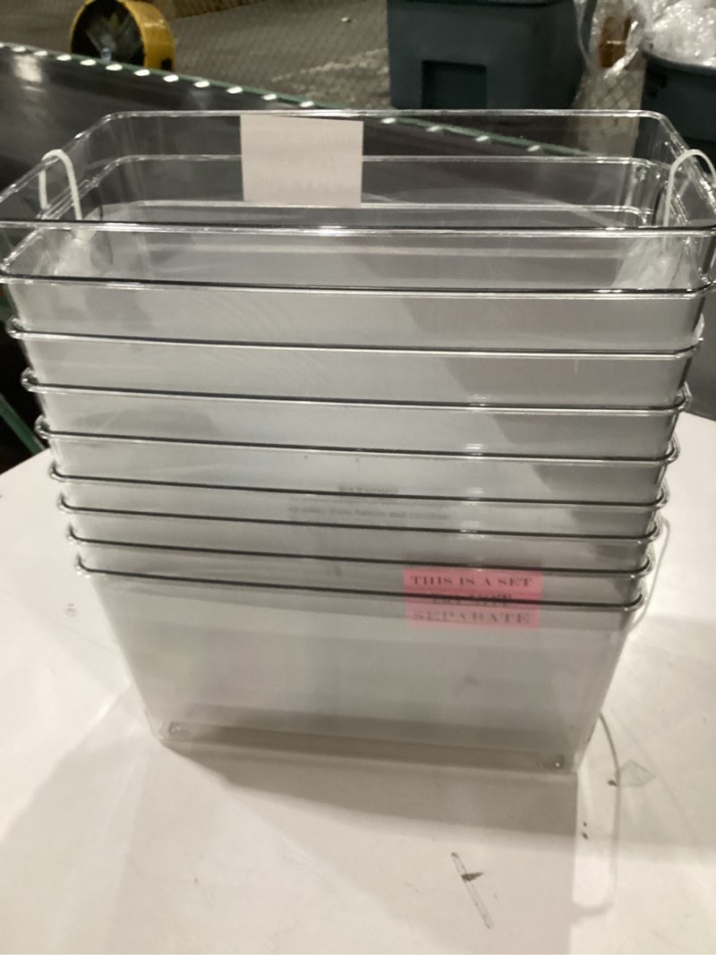 Condition photo showing As Is for Vtopmart Clear Plastic Storage Bins, 6 PCS Pantry Organizer Bins with Handle for Refrigerator, Fridge, Cabinet, Kitchen, Countertops, Cupboard, Freezer Organization and Storage, Small