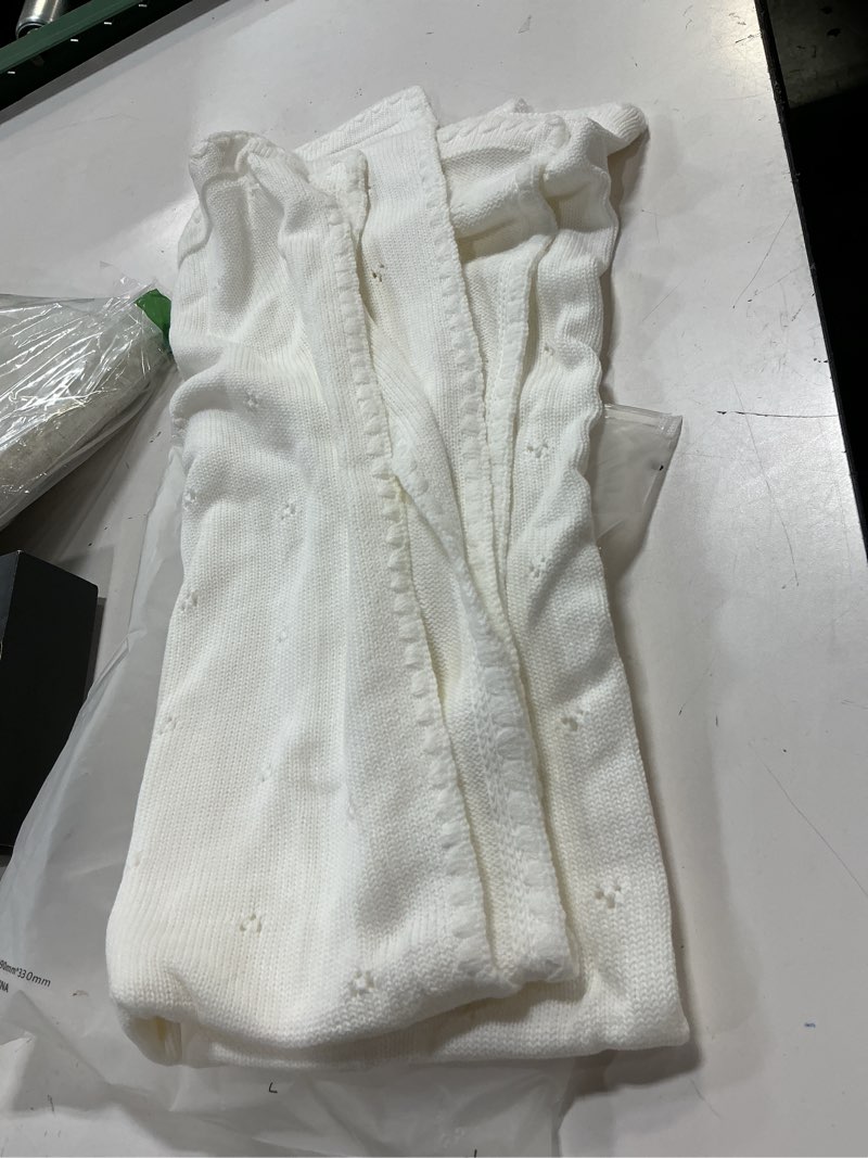 Condition photo showing Good Condition for baby blanket knit ultra soft swaddle receiving blankets for boys & girls cotton knitted newborn infant toddler nursery crib 30 x 40 inch white