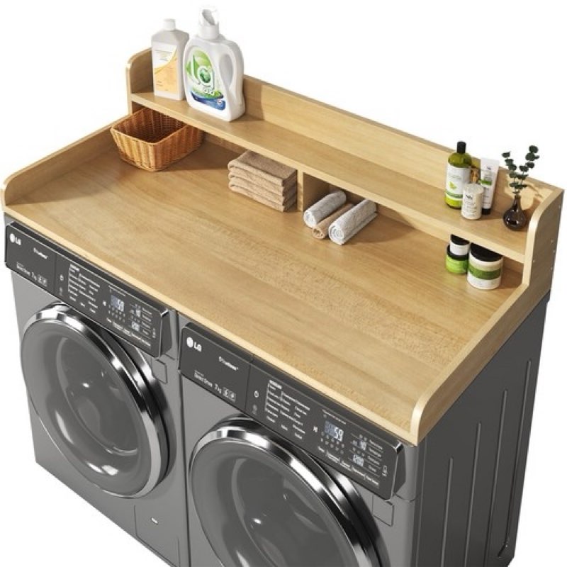 2-Tier Washer and Dryer Countertop with 2.75" H Guard,54" W x 27.5" D Laundry Countertop Cover with 