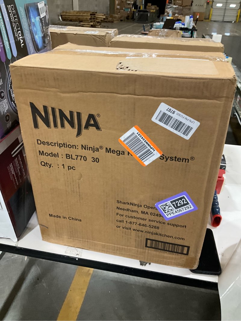 Condition photo showing As Is for Ninja Kitchen System | 8-Cup Food Processor Bowl & 72 oz. Blender All-in-One | With (2) 16 oz. To-Go Cups | For Smoothies, Ice Crushing, Dough & More | 1500 Watt | Black | BL770 Pitcher + Bowl + (2) 16-oz. Cups