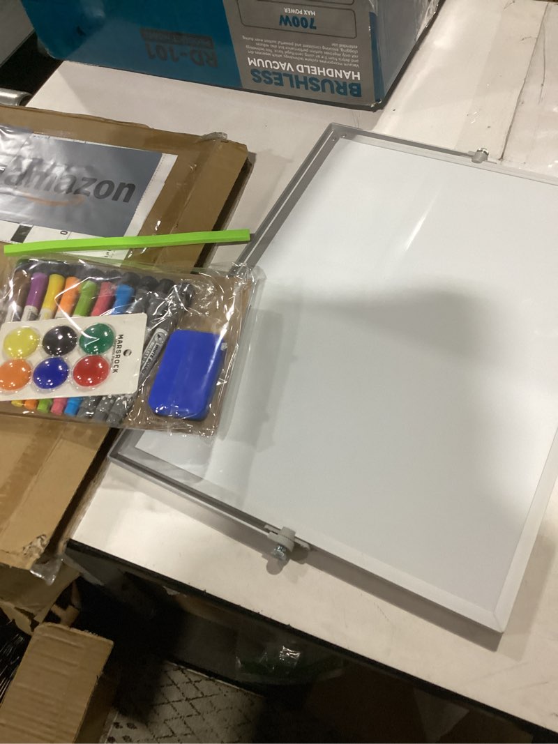 Condition photo showing Good Condition for dry erase white board with stand,double-sided weekly whiteboard 16"x12",10 markers,6 magnets,1 eraser,portable desktop whiteboard for planning,weekly schedule board for office weely planner-pro