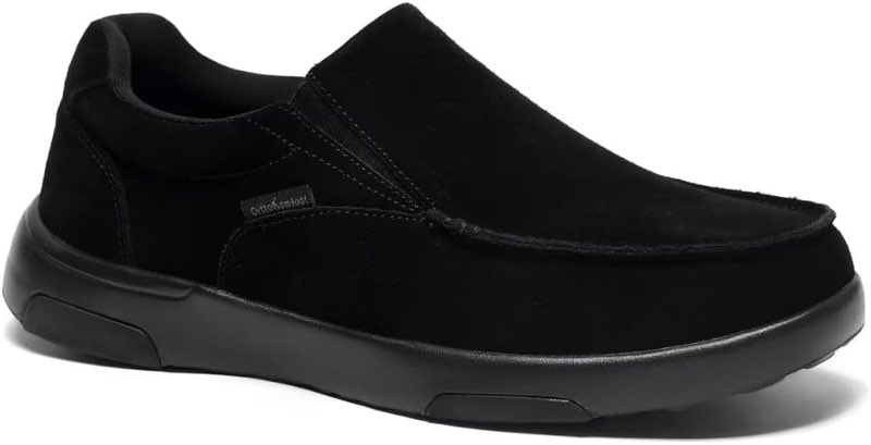 OrthoComfoot Men's Orthopedic Slip On Loafers Walking Shoes with Arch Support: Suede Leather Dress Slip-Ons Loafers for Plantar Fasciitis, Comfortable Non-Slip Shoes for Foot and Heel Pain Relief size 42