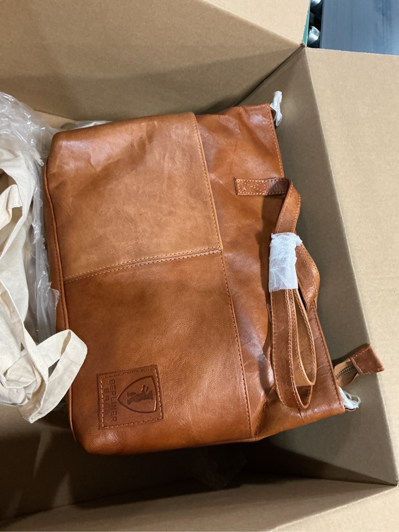 Condition photo showing Good Condition for BERLINER BAGS Vintage Genuine Leather Handbag Julia, Large Tote Bags for Women, Computer Bag for Laptop, Work Bag - Brown | Vintage, Genuine Leather, Large, Computer Bag, for Laptop, Work Bag Julia 2.0