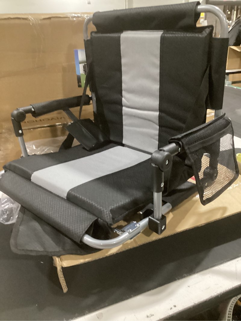 Condition photo showing Good Condition for let's camp folding stadium seat bleacher chair with cup holder, mesh bag and hide hooks, portable st