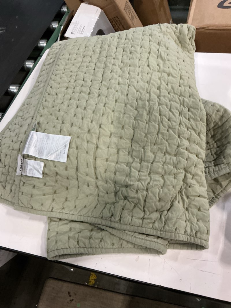 Condition photo showing Good Condition for european linen cotton stitch quilt set size 68in x 86in ( 2 piece )
