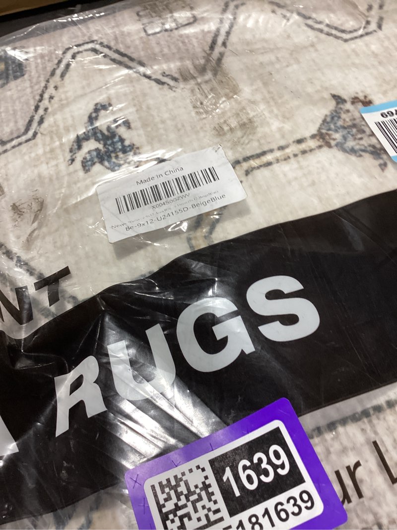 Condition photo showing New/Like New for washable 9x12 area rugs, large rugs for living room stain resistant carpet vintage rugs for bedroom with non slip backing home decor(9x12,beigeblue) beigeblue 9' x 12' (rectangular)
