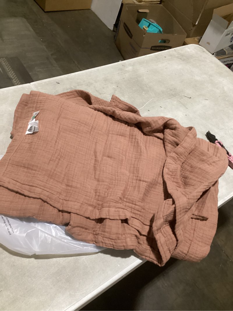 Condition photo showing As Is for european linen blanket, queen