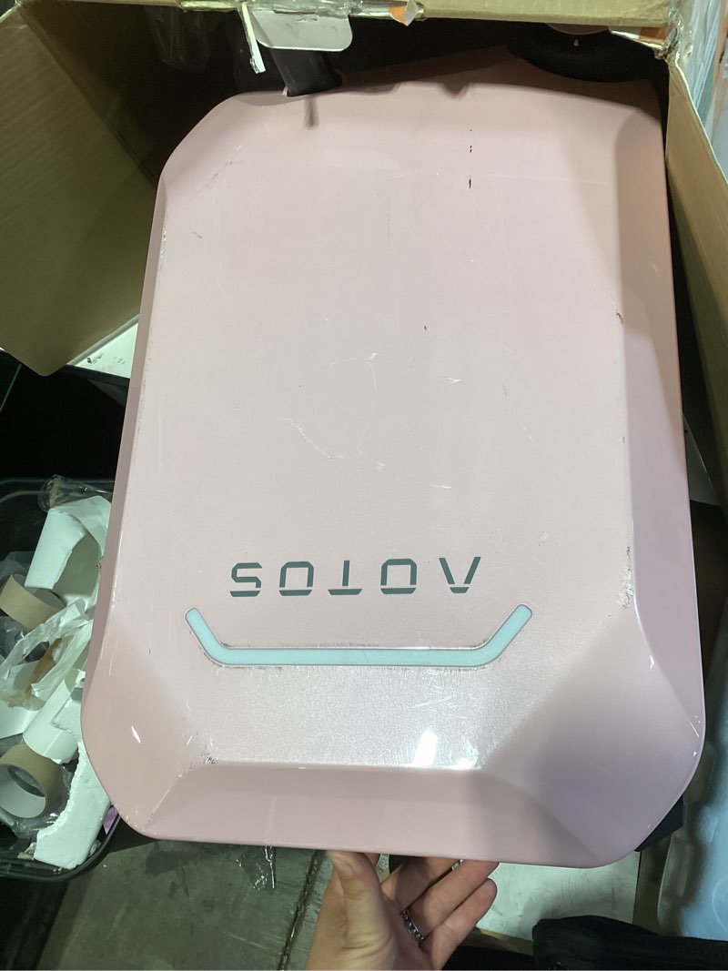 Condition photo showing As Is for aotos smart rideable luggage-roller carry-on luggage 22x14x9-tsa,airline-approved 22 inch hardshell, zipperless travel suitcase with rolling wheels,app control-cabin suitcase for airport travel(pink)