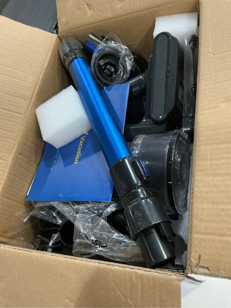Condition photo showing Good Condition for cordless vacuum cleaner, 8-in-1 cordless stick vacuum cleaner with 3 suction modes, up to 45mins runtime, rechargeable, self-standing, wireless vacuum cleaners for home pet hair carpet car hard floor blue