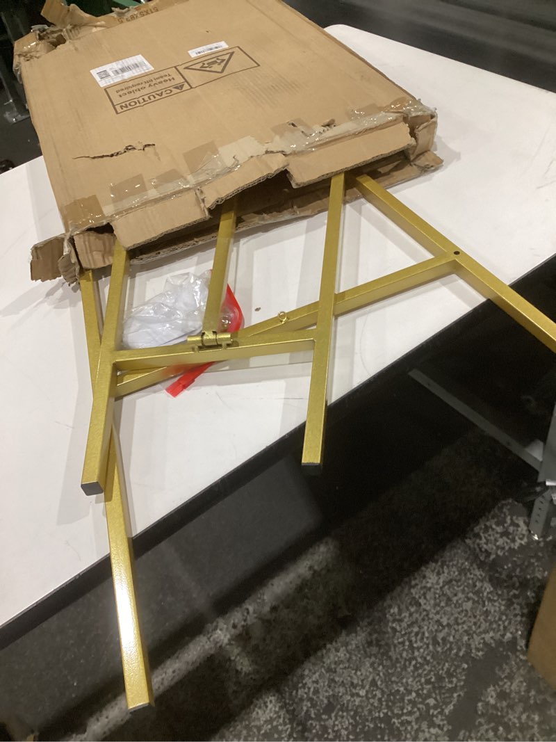 Condition photo showing As Is for suliang metal easel stand with chain support for mirror,iron floor easels for display wedding sign,58 inch adjustable arts & crafts easels(gold)