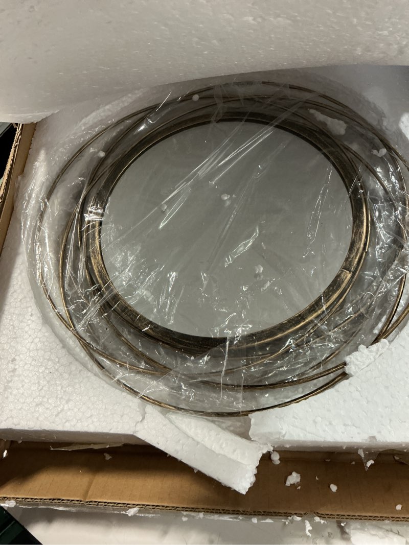 Condition photo showing Good Condition for hicarer 4 pcs decorative wall mirror round modern circle mounted mirror metal wall art decor for bedroom living room entryway dining room hallway (bronze)