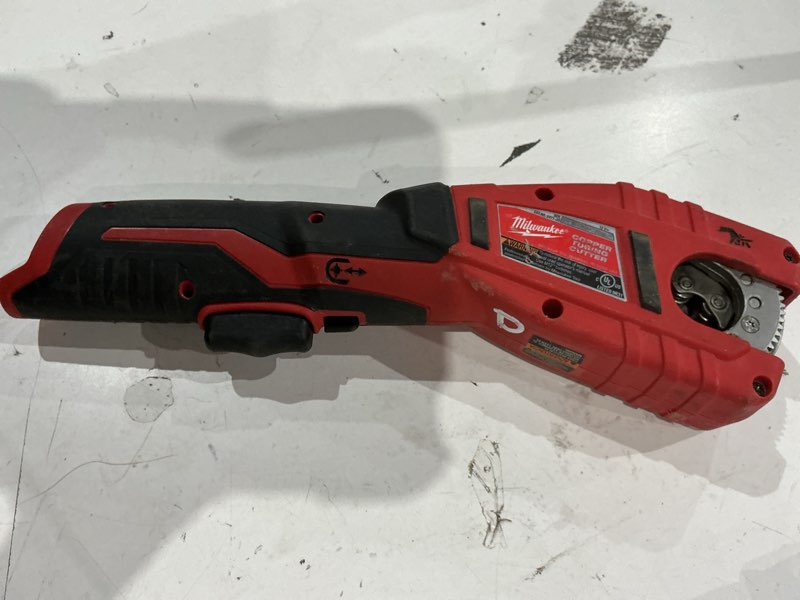 Condition photo showing As Is for m12 12v lithium-ion cordless copper tubing cutter (tool-only)